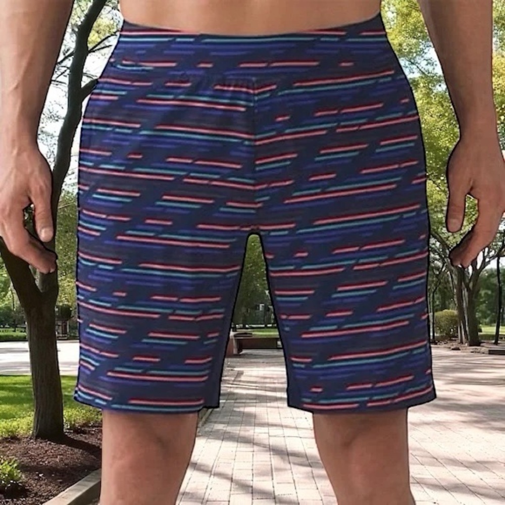 Lululemon T.H.E. Short 9" Liner in Blue/Multi Stripe Sz XL